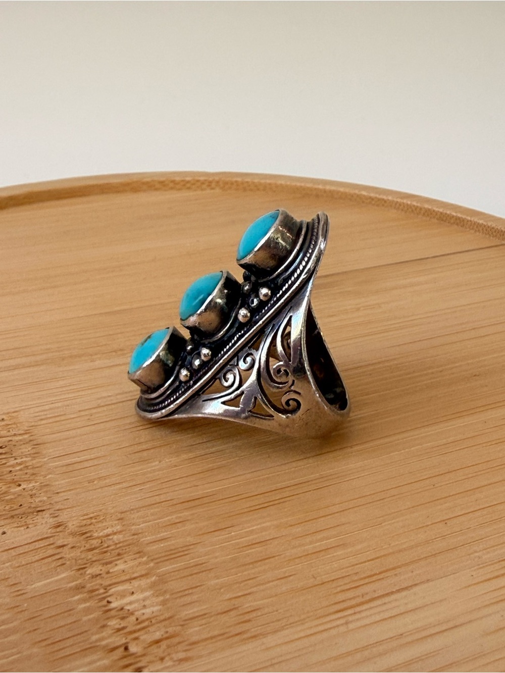 Silver Triple Turquoise ring - Picture 11 of 16